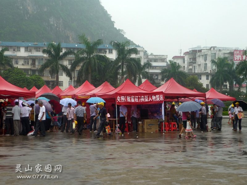 虽然下着雨，但依然热闹