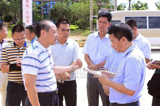 莫东培在新圩镇邕浦路项目现场检查